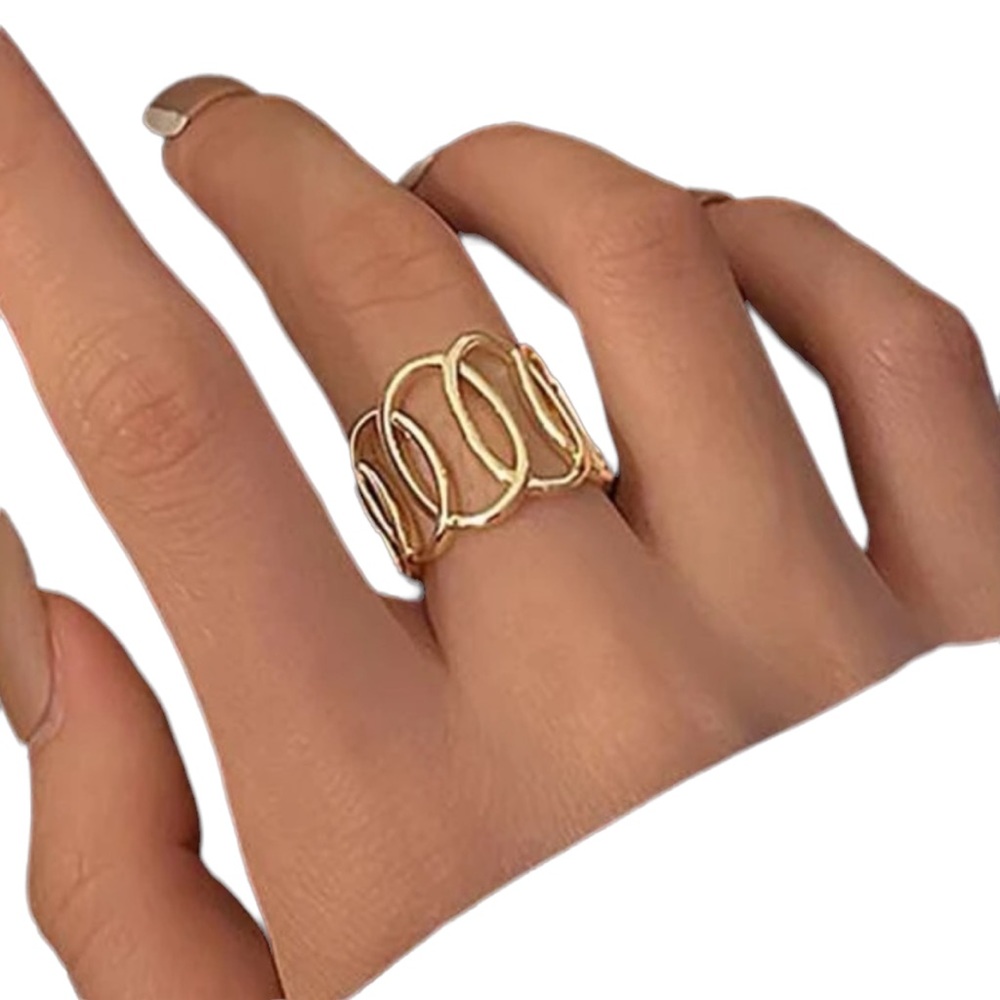 Gold Tone Circle Cuff Ring